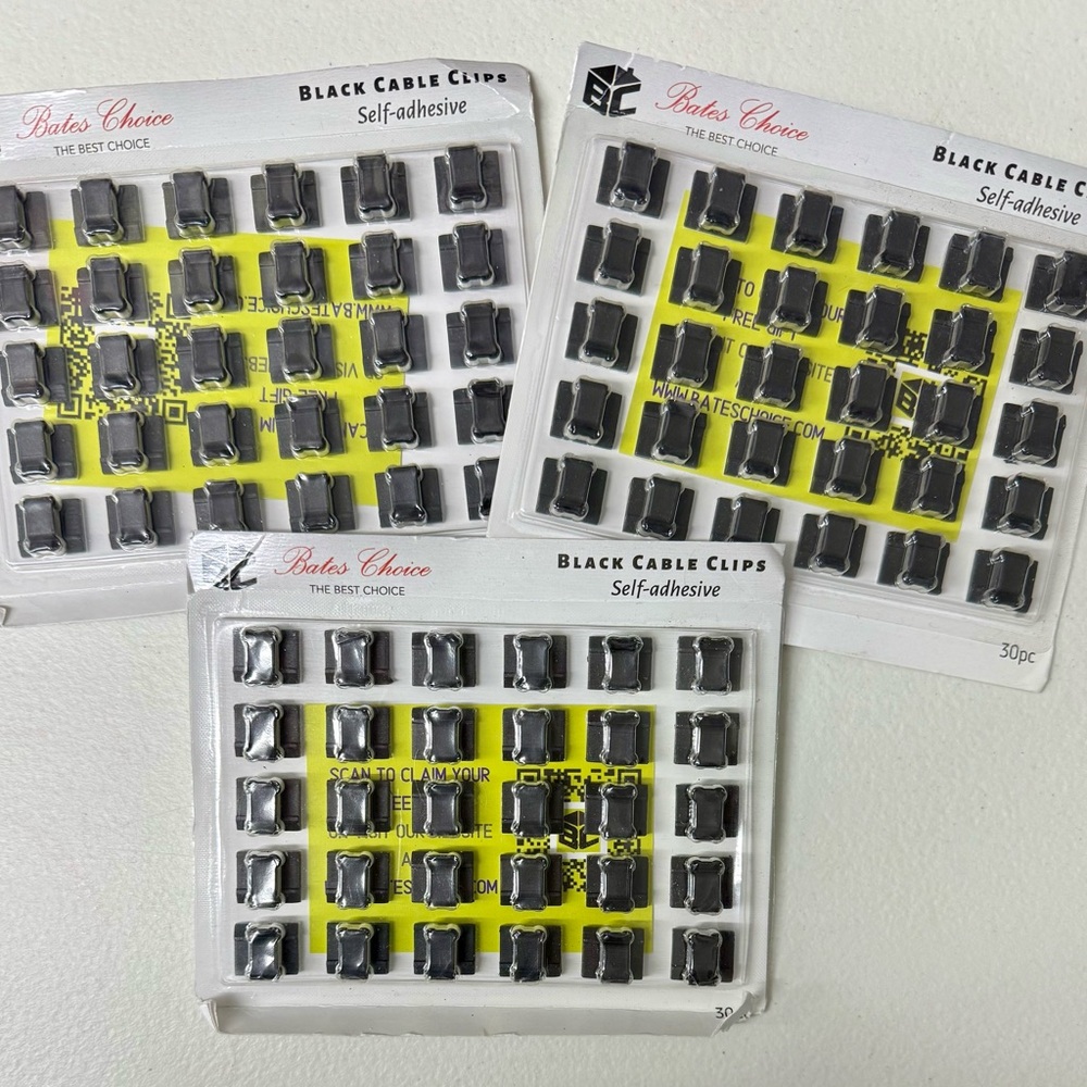 Bates Choice Black Cable Clips - Self-Adhesive 90 pcs ~ NEW